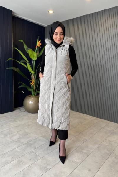Yakası Kürklü Şişme Yelek