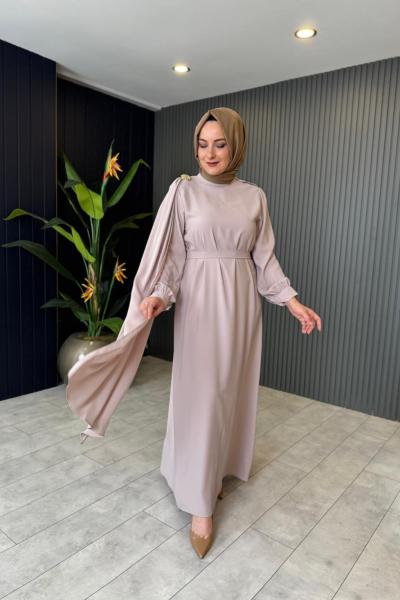 Yandan Pelerinli Şifon Elbise