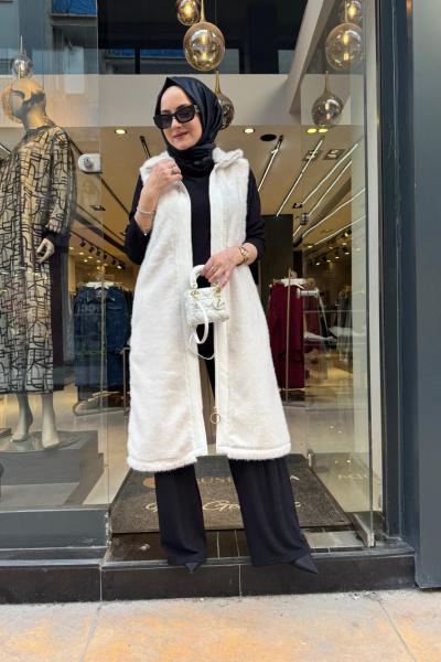 Yırtmaç Çıtçıtlı Pelüş Yelek