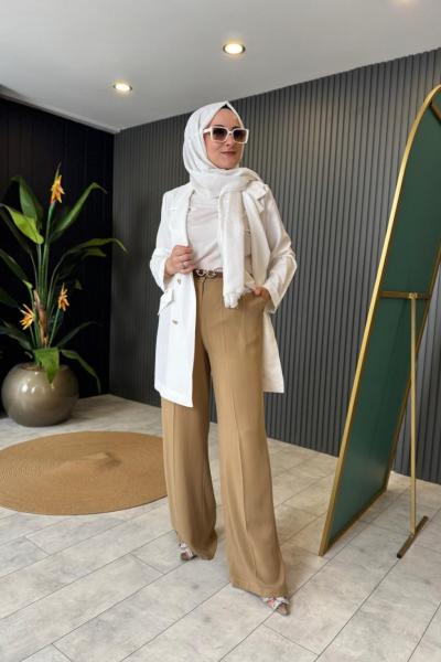 Yüksek Bel Kemerli Pantolon