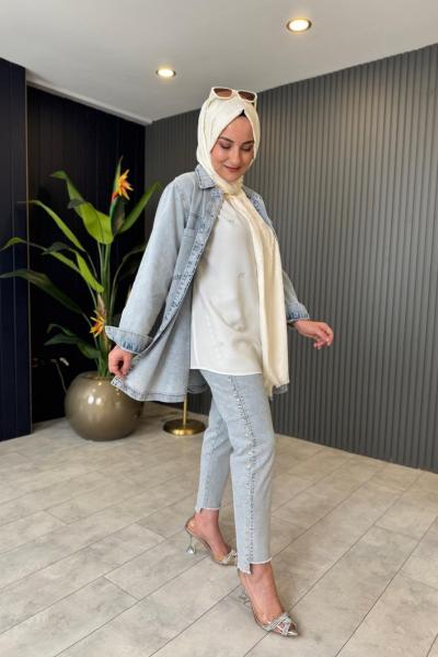 Zımba Detaylı Kot Pantolon