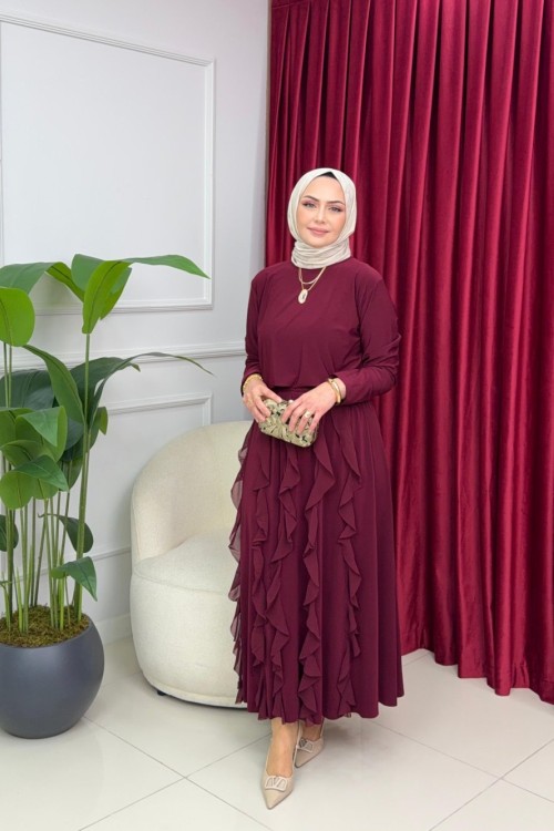 ALAZ ETEKLİ TAKIM - BORDO Bordo