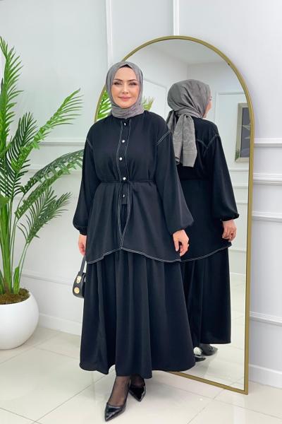 AYCAN ETEKLİ TAKIM - SİYAH Siyah