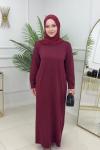 AYSUN MERSERİZE ELBİSE - BORDO Bordo