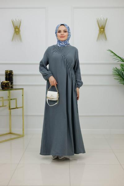 BANU MÜLİN BÜZGÜLÜ ELBİSE-ANTRASİT Antrasit