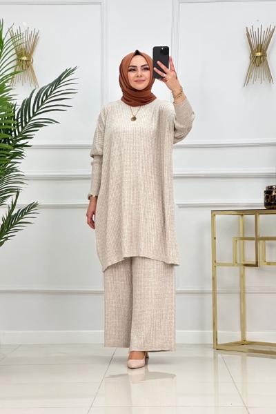 BATTAL TRİKO TAKIM-BEJ Bej