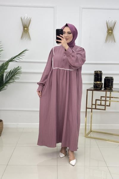 BİNNAZ MÜSLİN ELBİSE-GÜL Gül