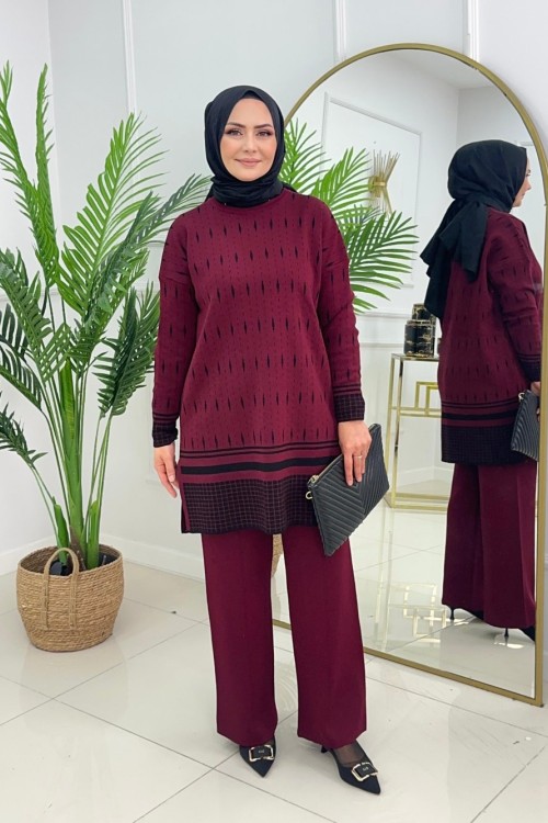 BİNNUR TRİKO TAKIM - BORDO Bordo