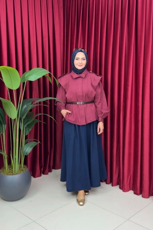 Dora Gömlek - Bordo Bordo