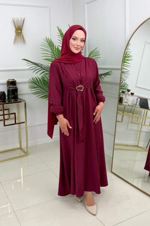 EDA ELBİSE - BORDO Bordo