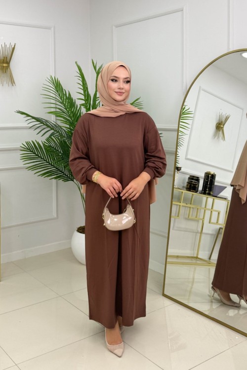 ELSA OYSHO ELBİSE - KAHVERENGİ Kahverengi