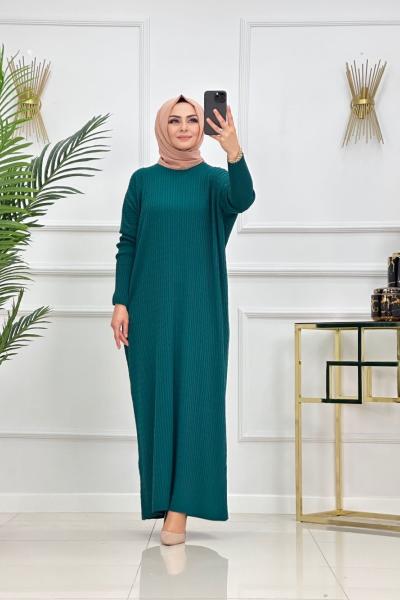 ESİLA TRİKO ELBİSE Petrol Yeşili