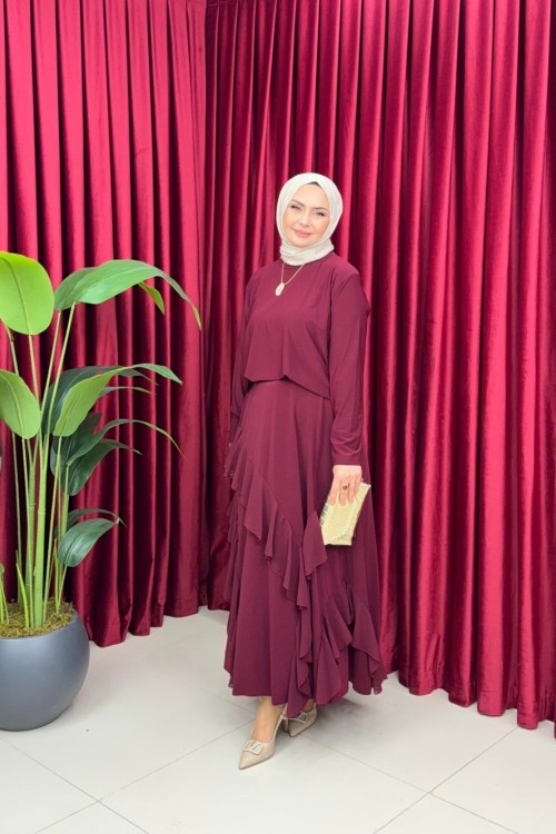 ESMA ETEKLİ TAKIM - BORDO Bordo