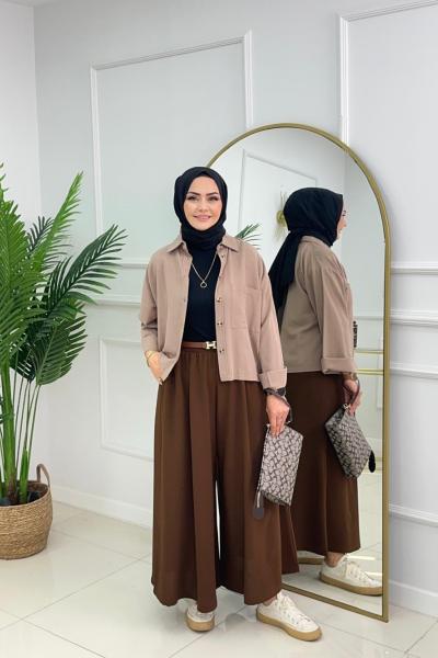 ETEK PANTOLON - KAHVERENGİ  Kahverengi