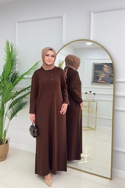 EYLÜL TRİKO ELBİSE-KAHVERENGİ Kahverengi
