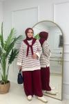 FULARLI TRİKO TAKIM - BORDO Bordo