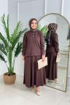 GÜLCAN ETEKLİ TAKIM - KAHVERENGİ  Kahverengi