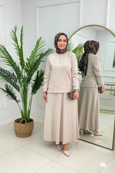 GÜLCAN ETEKLİ TAKIM - BEJ Bej