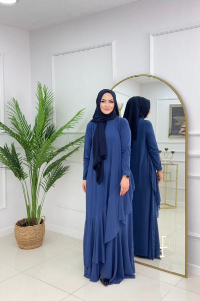 GÜLFEM ELBİSE-İNDİGI MAVİ İndigo mavi