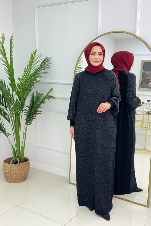 HAVVA MERSERİZE ELBİSE - SİYAH Siyah