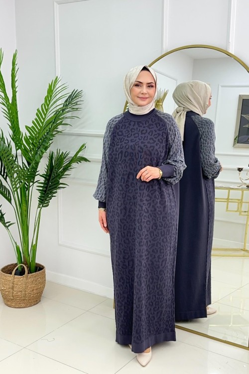 HAVVA MERSERİZE ELBİSE - ANTRASİT Antrasit