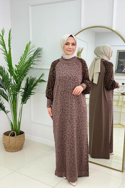 HAVVA MERSERİZE ELBİSE - VİZON Vizon