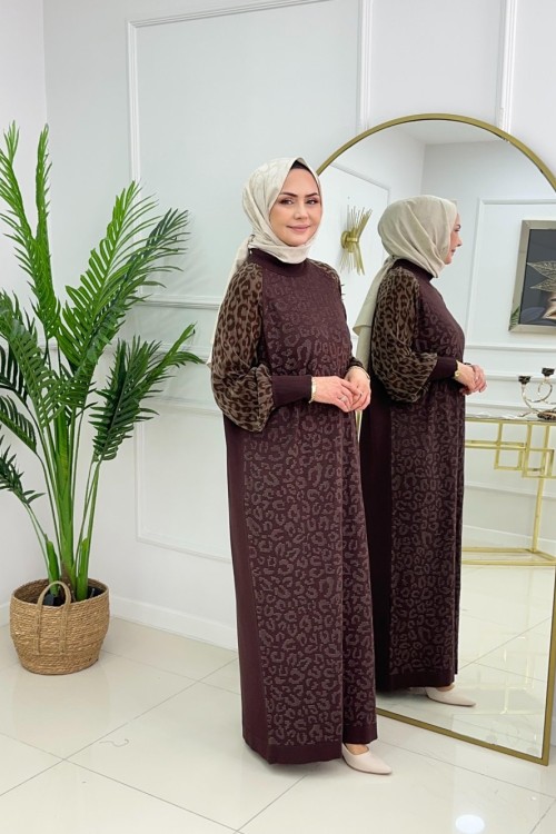 HAVVA MERSERİZE ELBİSE - ACI KAHVE Acı Kahve