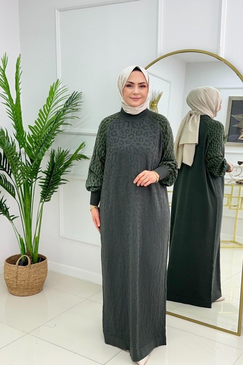 HAVVA MERSERİZE ELBİSE - HAKİ Haki
