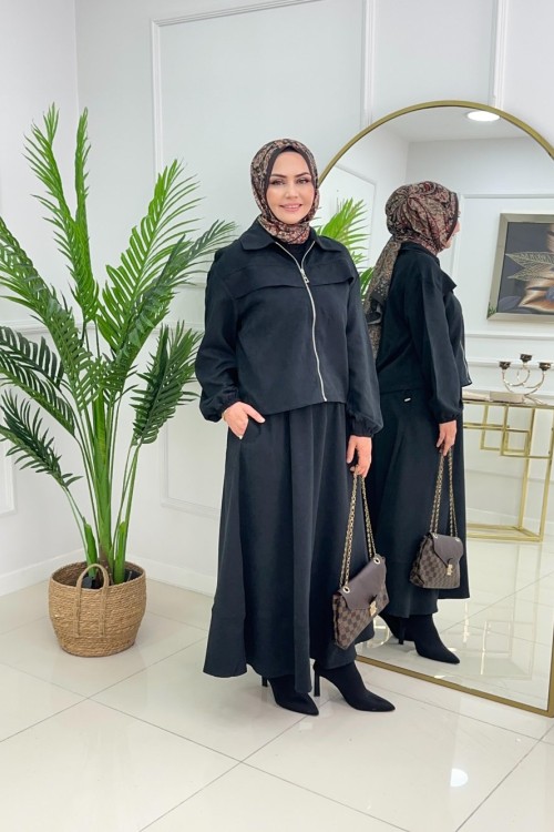 HİFA ETEKLİ TAKIM - SİYAH Siyah