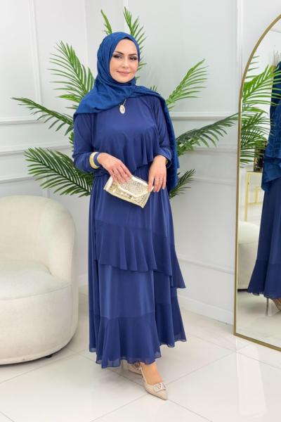 HÜSNA ETEKLİ TAKIM - İNDİGO İndigo mavi