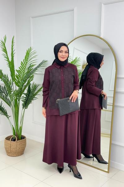 KUMSAL ETEKLİ TAKIM - BORDO Bordo