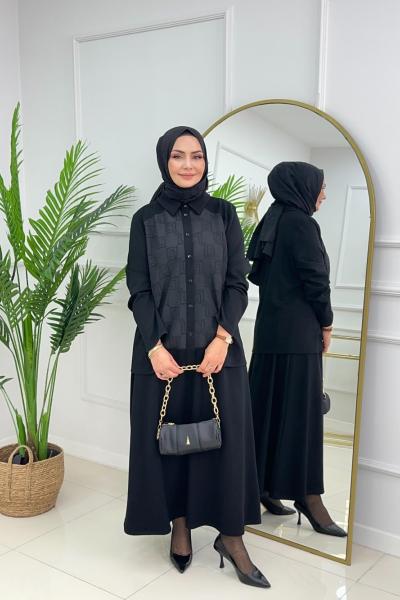 KUMSAL ETEKLİ TAKIM - SİYAH Siyah