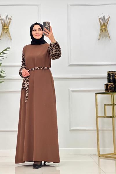 LİNEL ELBİSE-KAHVERENGİ Kahverengi