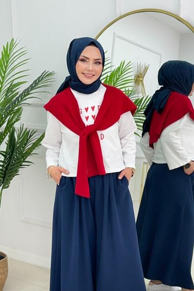 LİYA PARÇALI OMUZ ATKI - KIRMIZI Kırmızı