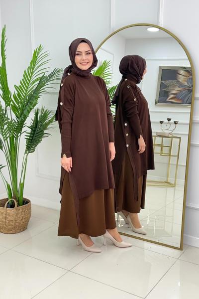 LUMİA MERSERİZE TUNİK - ACI KAHVE Acı Kahve