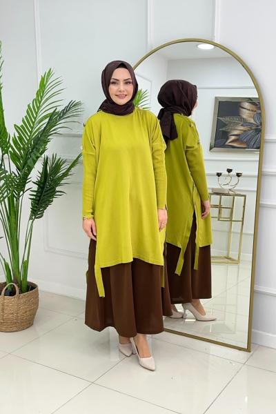 LUMİA MERSERİZE TUNİK- YAĞ YEŞİLİ Yağ Yeşili
