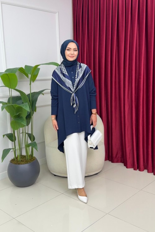 MANOLYA GÖMLEK - LACİVERT  Lacivert