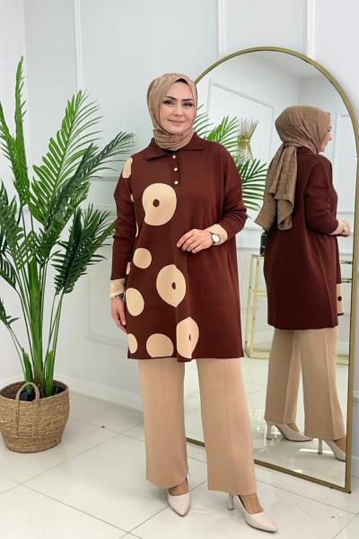 MELEK TRİKO TAKIM - KAHVERENGİ Kahverengi