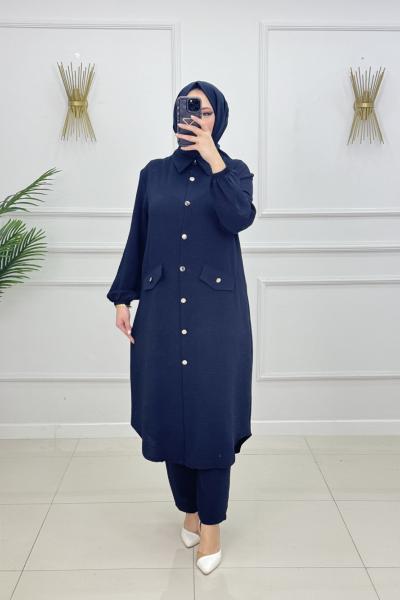 MELİKE DÜĞMELİ TAKIM Lacivert