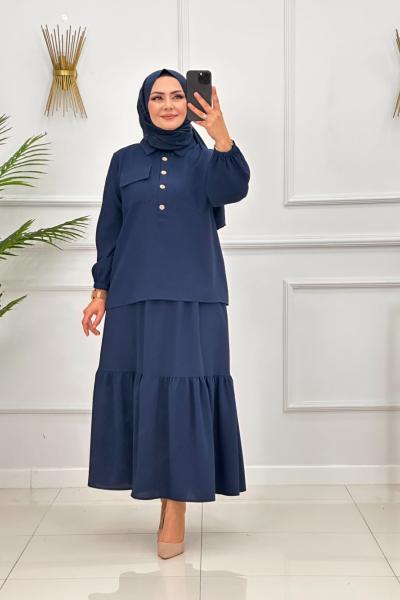 MERCAN ETEKLİ TAKIM - LACİVERT Lacivert