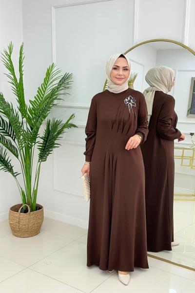 NİHAL ELBİSE - KAHVERENGİ Kahverengi