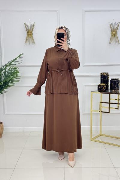 NİSAN ETEKLİ TAKIM-KAHVERENGİ Kahverengi