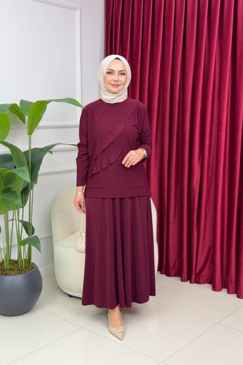 OYA ETEKLİ TAKIM - BORDO Bordo