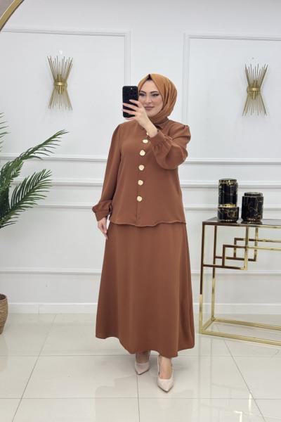 ÖZGE ETEKLİ TAKIM-KAHVERENGİ Kahverengi