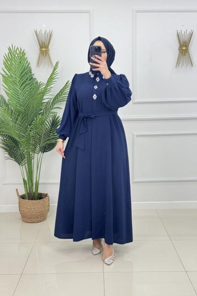 ÖZGÜN TAŞLI FERACE-LACİVERT Nar Lacivert