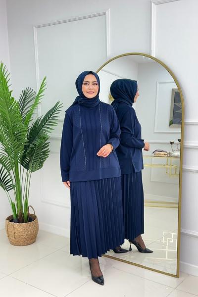 SEVDA ETEKLİ TAKIM - LACİVERT Lacivert