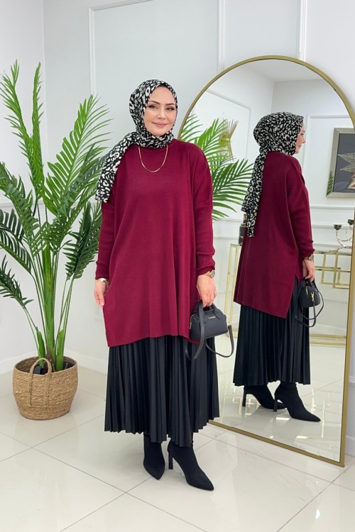 YAĞMUR TRİKO TUNİK - BORDO Bordo
