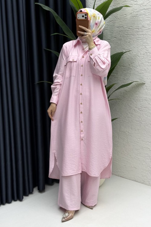 Amine Takım Tesettür Giyim Pembe