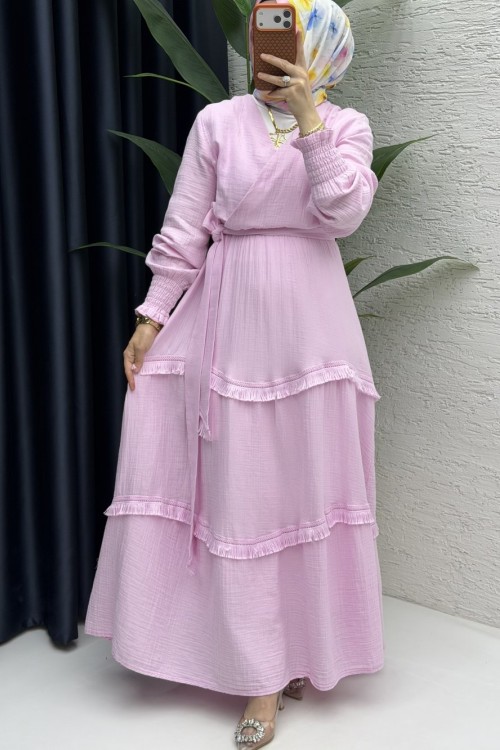 Hafsa Elbise Tesettür Giyim Pembe