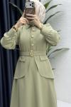 Mahira Elbise Tesettür Giyim  Açık Haki